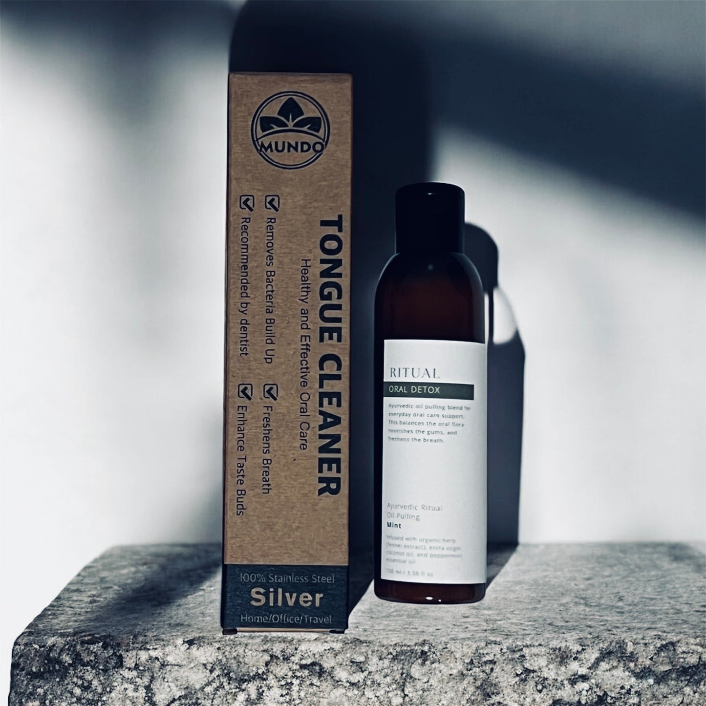 Ritual Detox: Tongue & Oil Ritual Pair (Oil Pulling Wash + Tongue Cleaner)