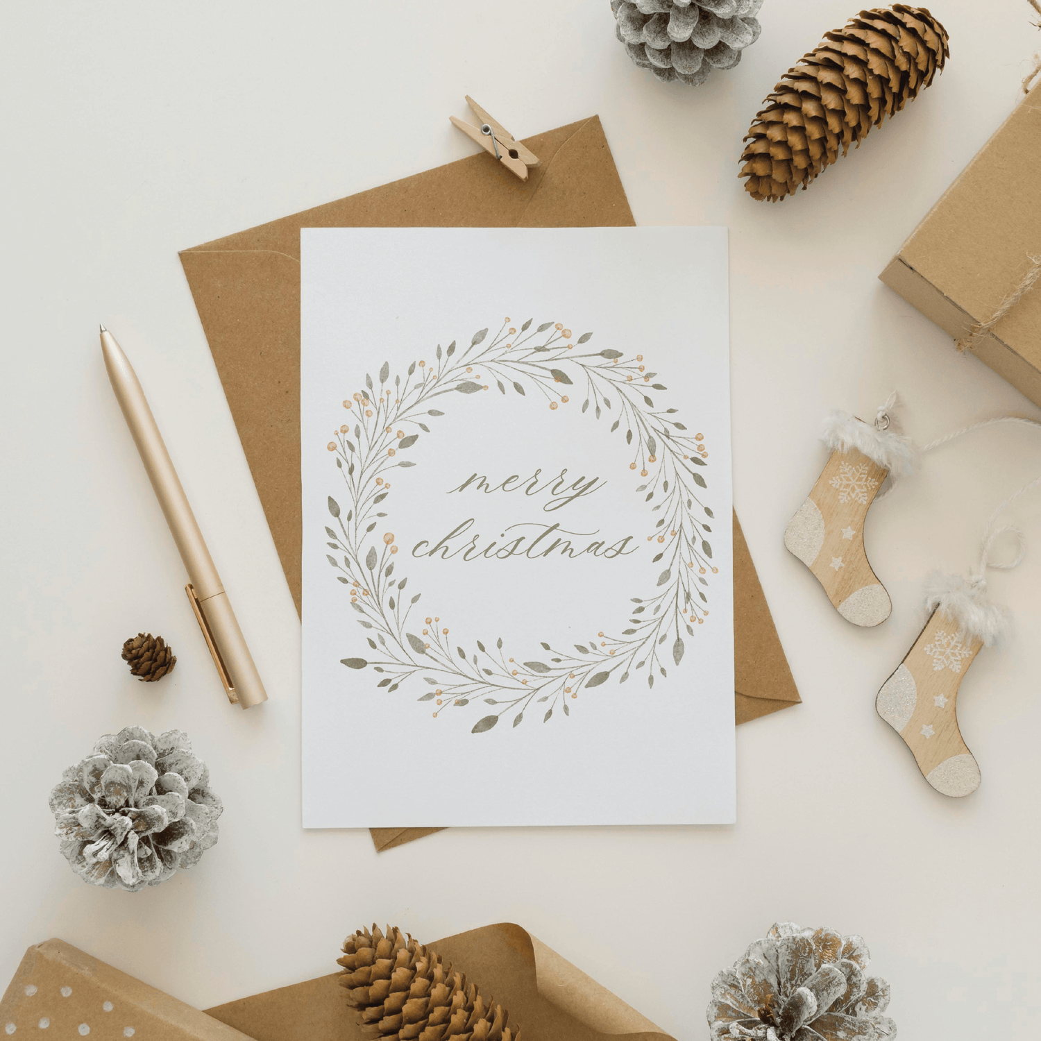 Christmas Watercolor Wreath Greeting Card - Simula PH