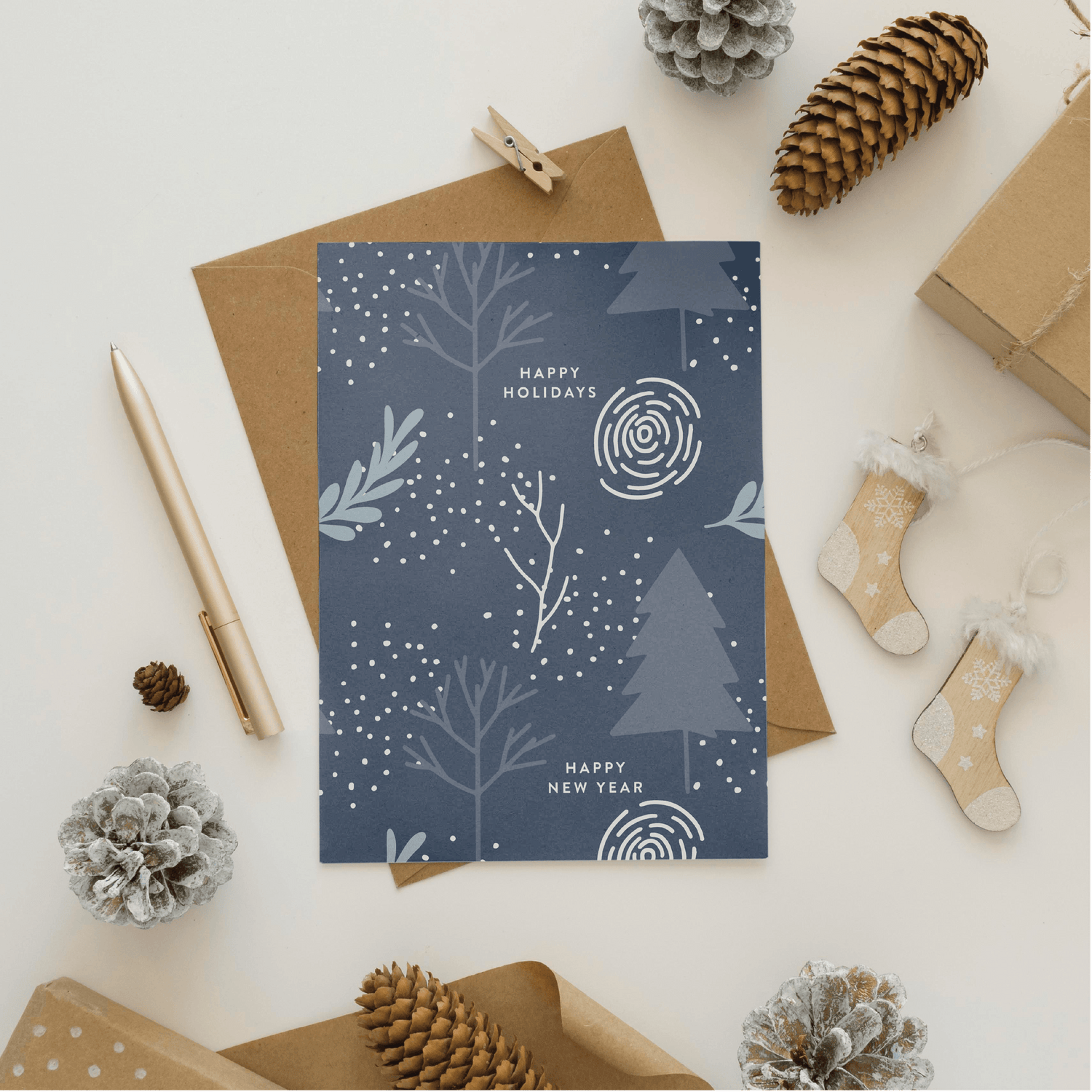 Patterned Christmas Elements Greeting Card - Simula PH