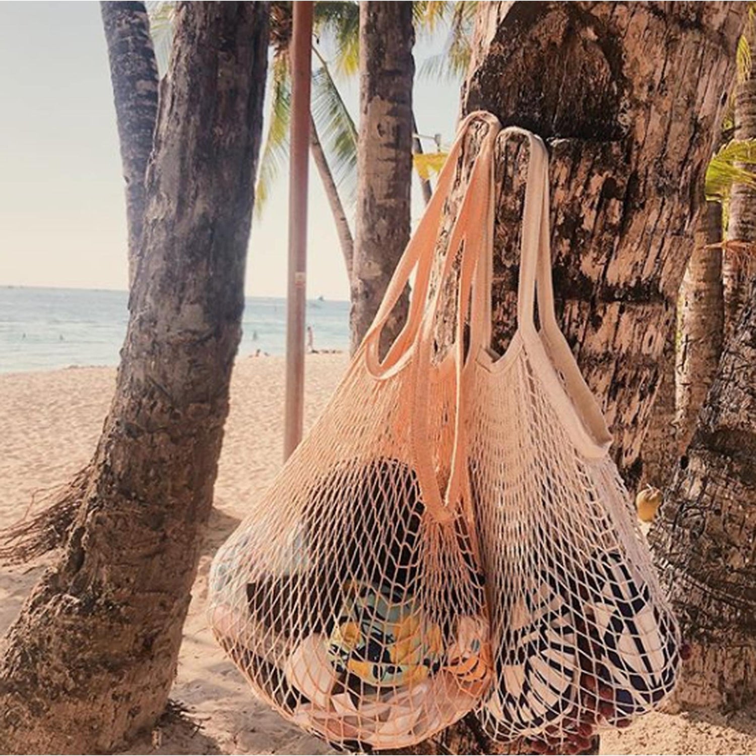 Long Handle Farmer's Net Bag Simula PH Peach 